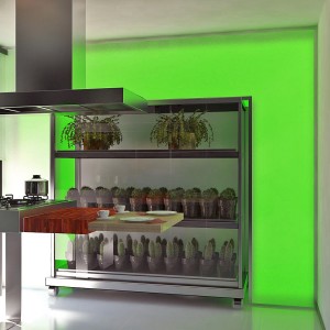 Cocina de Exposicion con armario movil - Portafolio de proyectos de interiorismo en Barcelona Interior Studio
